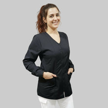 Carica l'immagine nel visualizzatore di Gallery, camice da lavoro donna,Casacca con zip nero ML cod: 10224