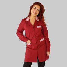 Carica l'immagine nel visualizzatore di Gallery, camice da lavoro donna ml "bordeaux" con profilo cod: 6916