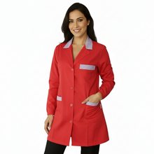 Carica l'immagine nel visualizzatore di Gallery, Camice da lavoro,casacca donna rosso con profilo ML cod:7562