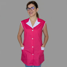 Carica l'immagine nel visualizzatore di Gallery, casacca,camice da lavoro giromanica, corto "fuxia con profilo"cod:7210