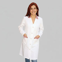 Carica l'immagine nel visualizzatore di Gallery, camice donna da lavoro alimentari,inserto rosso per macelleria,banconista cod: 7630