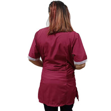 Carica l'immagine nel visualizzatore di Gallery, camice da lavoro donna,casacca bordeaux mm cod: 1302