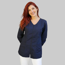 Carica l'immagine nel visualizzatore di Gallery, Camice da lavoro,casacca zip Manica lunga "Blu scuro" Cod: 1806