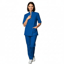 Carica l'immagine nel visualizzatore di Gallery, Divisa da lavoro,unisex, zip collo coreano "colore blu royal" cod: 1912
