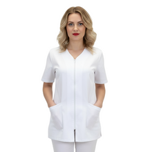Carica l'immagine nel visualizzatore di Gallery, Camice da lavoro,casacca con zip bianco MM cod: 7043