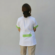 Carica l'immagine nel visualizzatore di Gallery, Camice,casacca da lavoro donna, Modello beauty, Bianco inserto verde Cod: 290722