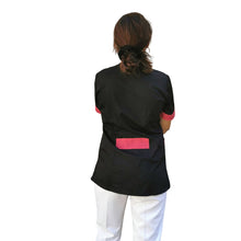 Carica l'immagine nel visualizzatore di Gallery, Camice,casacca da lavoro donna mod beauty, Nero inserto fuchsia Cod: 290720
