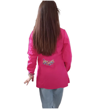 Carica l'immagine nel visualizzatore di Gallery, Camice da lavoro donna,casacca slim, "fuchsia inserto smile" cod: 13121