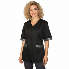 Carica l'immagine nel visualizzatore di Gallery, Casacca zip nero MM con inserto laminato Cod: 2806