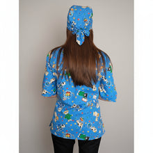 Carica l'immagine nel visualizzatore di Gallery, casacca ,divisa da lavoro,camice azzurro fumetto+bandana cod: 1611