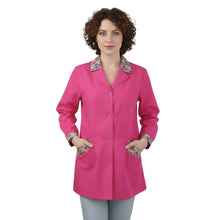 Carica l'immagine nel visualizzatore di Gallery, Camice da lavoro donna,casacca slim, "fuchsia inserto smile" cod: 13121