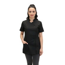 Carica l'immagine nel visualizzatore di Gallery, Camice da lavoro donna,casacca,divisa slim nero mezza manica "mod. Londinese" COD: 6909