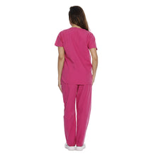 Carica l'immagine nel visualizzatore di Gallery, Divisa da lavoro,completa,da donna,scollo V "Fuchsia" cod: 8347