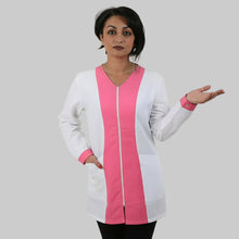 Carica l'immagine nel visualizzatore di Gallery, Camice da lavoro donna,casacca zip bianco bicolore ML COD: 1406