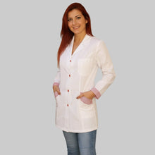 Carica l'immagine nel visualizzatore di Gallery, camice da lavoro donna,casacca slim bianco manica lunga Cod: 0311