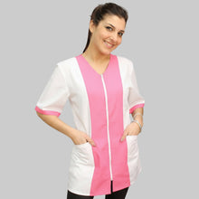 Carica l'immagine nel visualizzatore di Gallery, Camice da lavoro,casacca zip bicolore MM "fuchsia" Cod: 2506