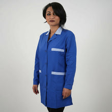 Carica l'immagine nel visualizzatore di Gallery, camice da lavoro,casacca donna corto ml "blu royal" con profilo cod: 6923