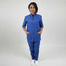 Carica l'immagine nel visualizzatore di Gallery, Divisa da lavoro,unisex, zip collo coreano "colore blu royal" cod: 1912