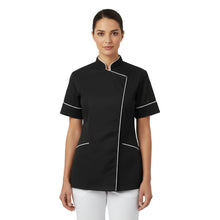 Carica l'immagine nel visualizzatore di Gallery, Camice,casacca da lavoro SLIM-FIT,per estetista,parrucchiera, cuoca"nero" cod: 1312