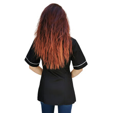Carica l'immagine nel visualizzatore di Gallery, Camice da lavoro donna,con zip, nero inserto bianco modello "piera" Cod:2906