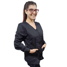 Carica l&#39;immagine nel visualizzatore di Gallery, camice da lavoro donna,Casacca con zip nero ML cod: 10224
