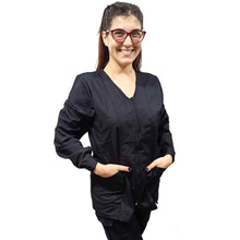 Carica l&#39;immagine nel visualizzatore di Gallery, camice da lavoro donna,Casacca con zip nero ML cod: 10224
