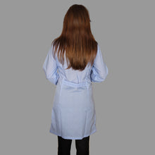 Carica l'immagine nel visualizzatore di Gallery, camice da lavoro donna,lungo quadretto azzurro ML cod: 200524
