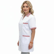 Carica l&#39;immagine nel visualizzatore di Gallery, Casacca,camice da lavoro, bianco profilo rosso MM corto cod: 121019
