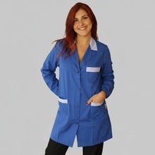 Carica l&#39;immagine nel visualizzatore di Gallery, camice da lavoro,casacca donna corto ml &quot;blu royal&quot; con profilo cod: 6923
