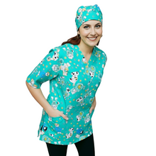 Carica l'immagine nel visualizzatore di Gallery, casacca da lavoro,"VERDE" camice fumetto+bandana cod: 880
