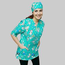 Carica l&#39;immagine nel visualizzatore di Gallery, casacca da lavoro,&quot;VERDE&quot; camice fumetto+bandana cod: 880
