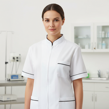Charger l&#39;image dans la galerie, Camici da Lavoro Uomo,bianco con Zip, da Laboratorio,medicale,per Cucina,Casacca da Lavoro COD: 25052
