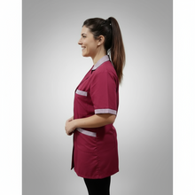 Carica l'immagine nel visualizzatore di Gallery, camice da lavoro donna,casacca bordeaux mm cod: 1302
