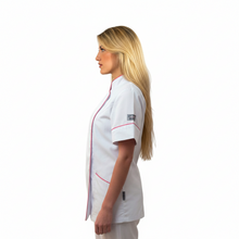 Carica l&#39;immagine nel visualizzatore di Gallery, Camice,Casacca da Lavoro Donna, Slim Fit,per Estetista,parrucchiera, cuoca &quot;bianco&quot; COD: 15224

