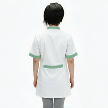 Load image into Gallery viewer, camice da lavoro,casacca donna bianco profilo verde MM corto cod: 7241
