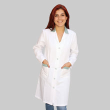 Carica l&#39;immagine nel visualizzatore di Gallery, Camice da lavoro donna,lungo inserto verde,cod:7631
