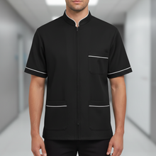 Charger l&#39;image dans la galerie, Camici da Lavoro Uomo,nero con Zip, da Laboratorio,medicale,per Cucina,Casacca da Lavoro COD: 25051
