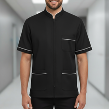Charger l&#39;image dans la galerie, Camici da Lavoro Uomo,nero con Zip, da Laboratorio,medicale,per Cucina,Casacca da Lavoro COD: 25051

