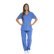 Charger l'image dans la galerie, Uniforme de travail unisexe à col en V « bleu clair », code : 060520
