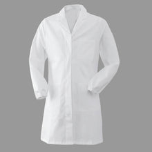 Carica l&#39;immagine nel visualizzatore di Gallery, Camice da Laboratorio Donna, Cotone Pesante Bianco, Polsini Elasticizzati, Bottoni Automatici cod: 0303
