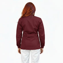 Carica l'immagine nel visualizzatore di Gallery, Camice da lavoro donna,casacca zip bordeaux ML cod: 0112

