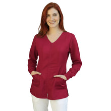 Carica l'immagine nel visualizzatore di Gallery, Camice da lavoro donna,casacca zip bordeaux ML cod: 0112
