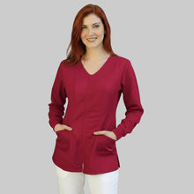 Carica l&#39;immagine nel visualizzatore di Gallery, Camice da lavoro donna,casacca zip bordeaux ML cod: 0112
