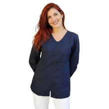 Carica l'immagine nel visualizzatore di Gallery, Camice da lavoro,casacca zip Manica lunga "Blu scuro" Cod: 1806
