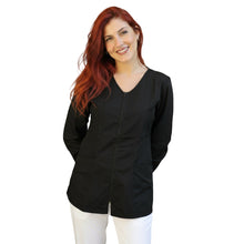 Carica l'immagine nel visualizzatore di Gallery, camice da lavoro donna,Casacca con zip nero ML cod: 10224
