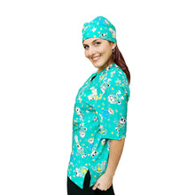 Carica l'immagine nel visualizzatore di Gallery, casacca da lavoro,"VERDE" camice fumetto+bandana cod: 880
