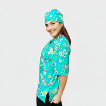 Carica l&#39;immagine nel visualizzatore di Gallery, casacca da lavoro,&quot;VERDE&quot; camice fumetto+bandana cod: 880
