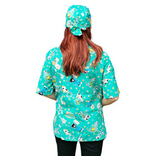 Carica l'immagine nel visualizzatore di Gallery, casacca da lavoro,"VERDE" camice fumetto+bandana cod: 880
