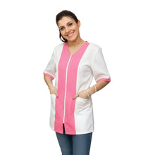Carica l'immagine nel visualizzatore di Gallery, Camice da lavoro,casacca zip bicolore MM "fuchsia" Cod: 2506
