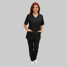 Carica l&#39;immagine nel visualizzatore di Gallery, Divisa da lavoro donna,con zip &quot;NERO&quot; cod: 0305
